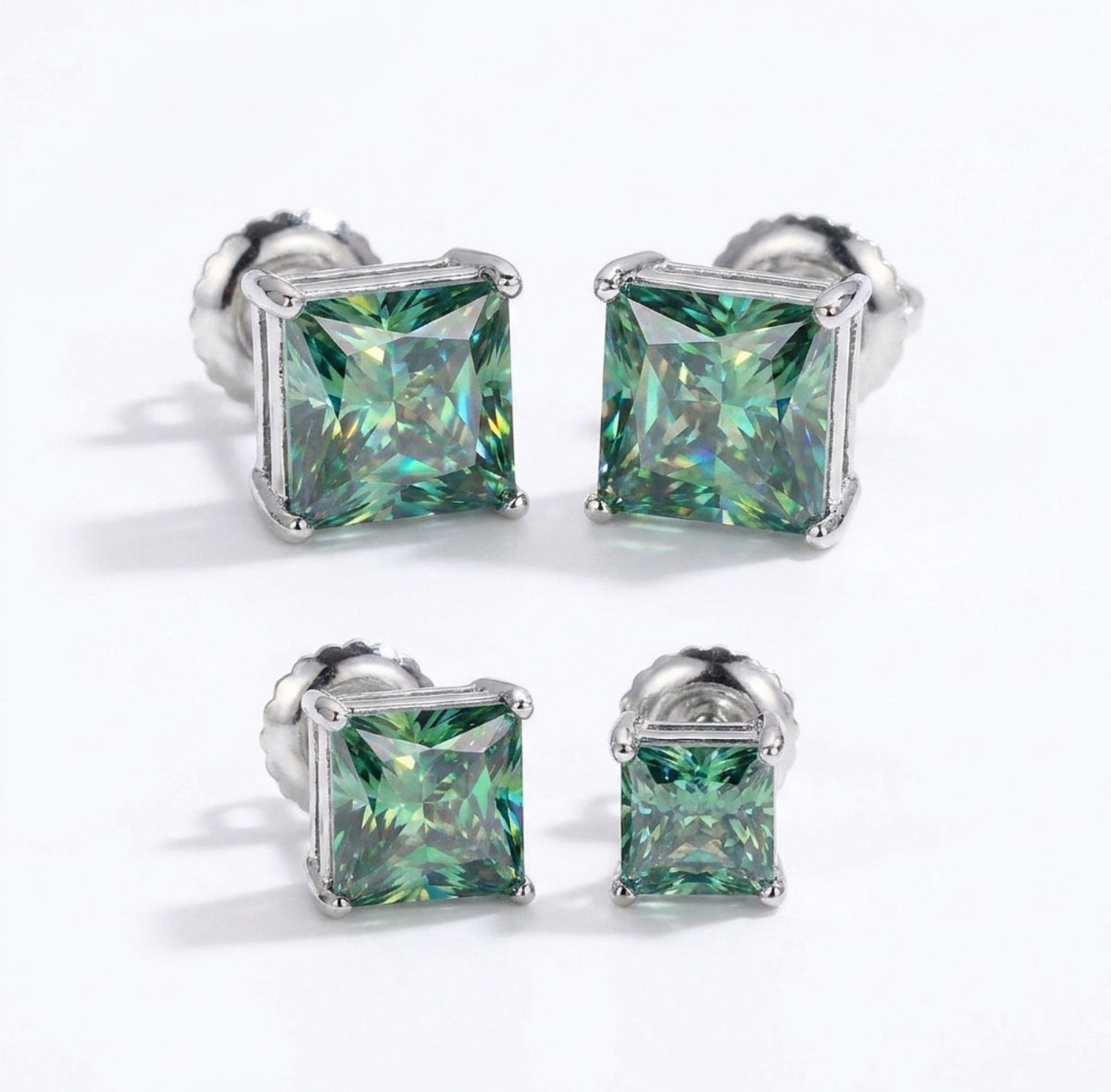 Iceisland™ Square Princess Cut VVS Lab Diamond Stud Earrings – 14K Gold