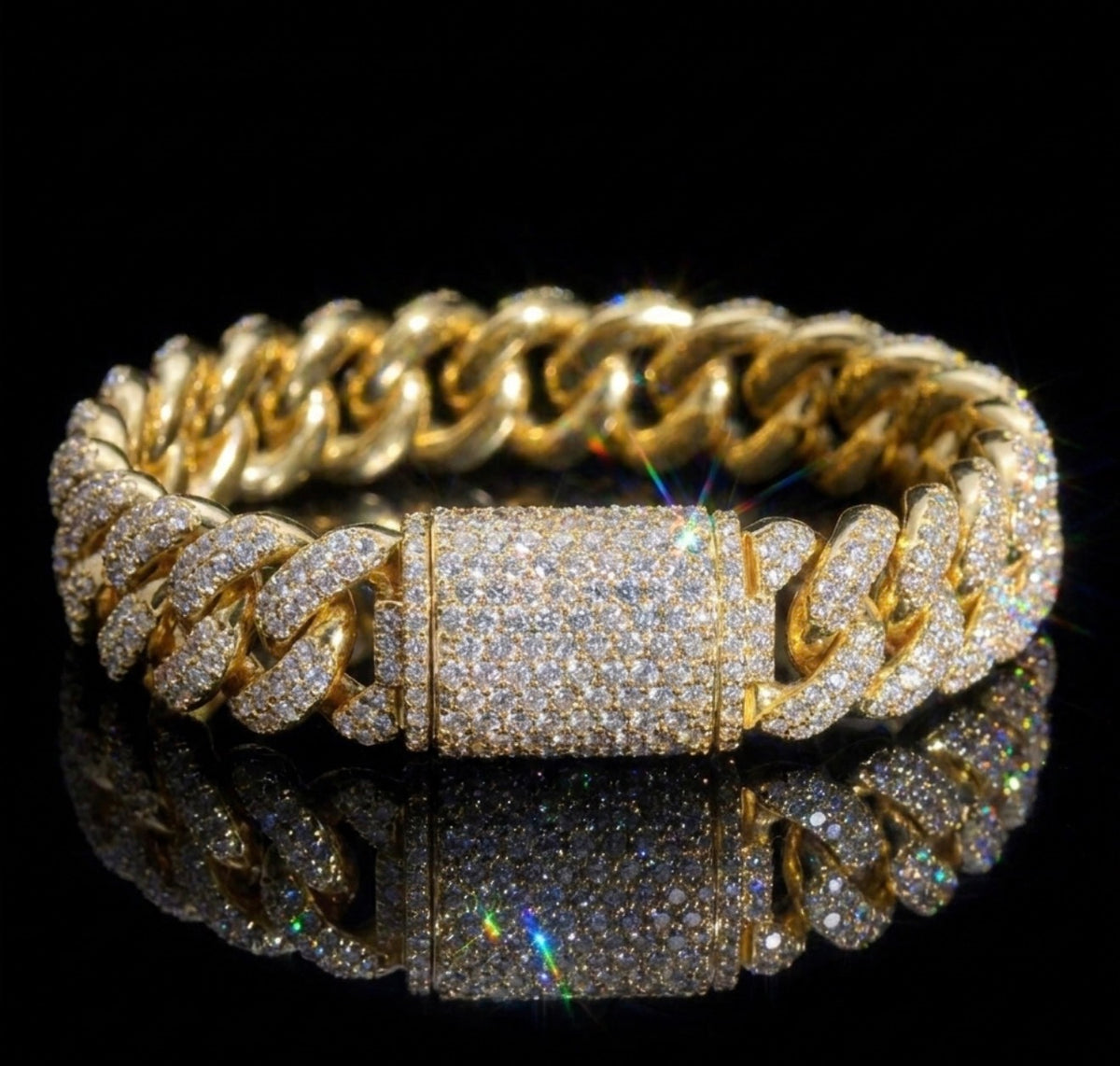 Iceisland™ 20mm Solid Miami Cuban Link VVS Lab Diamond Bracelet – 14K Gold