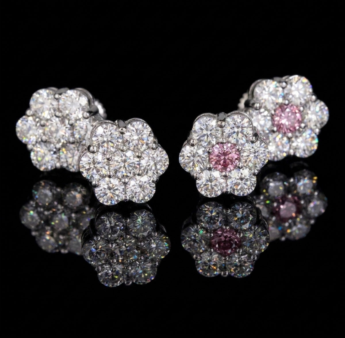 Iceisland™ Honeycomb Pavé Cluster Stud Earrings – Luxury Diamond Look with Multicolor Center
