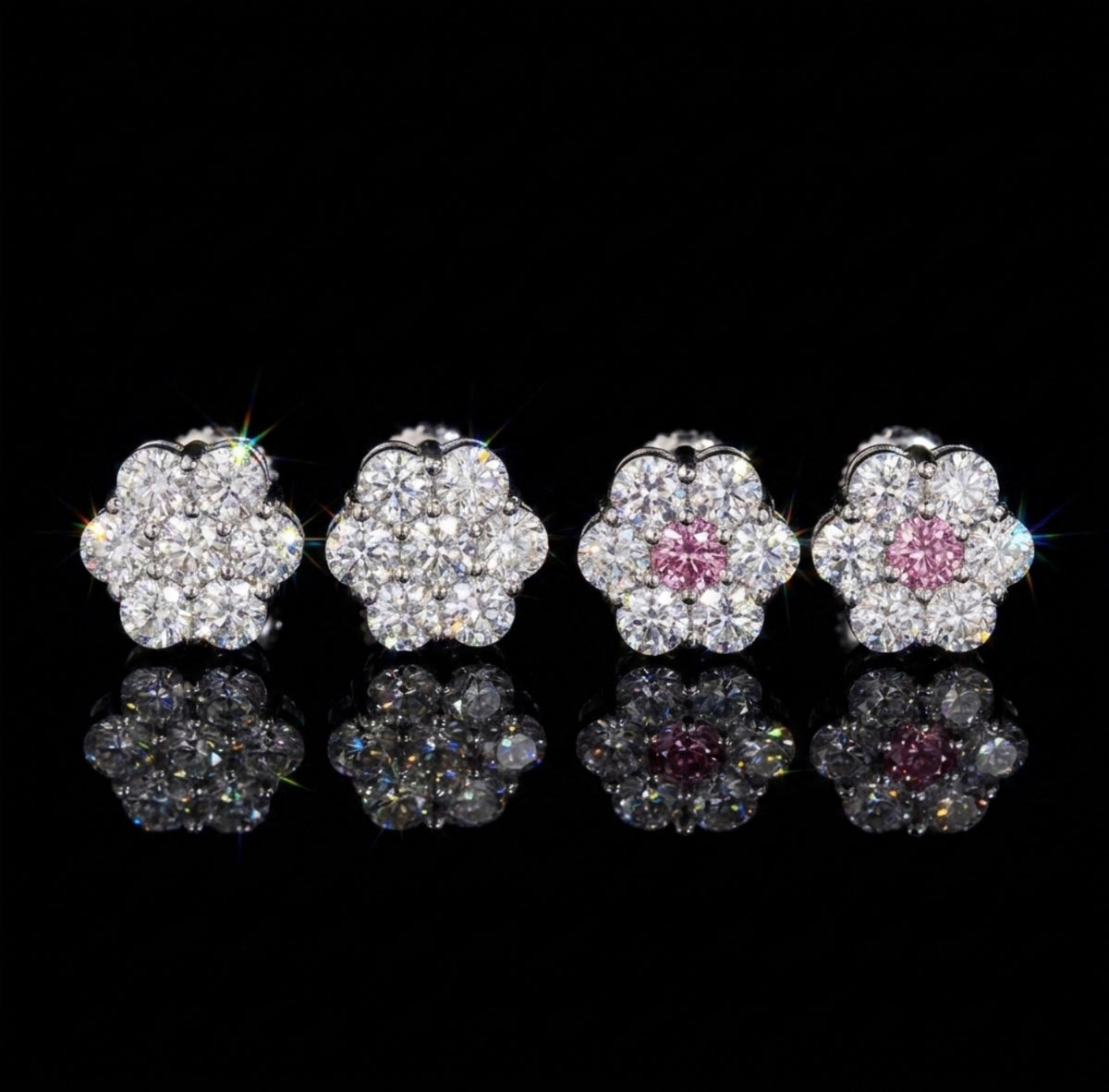 Iceisland™ Honeycomb Pavé Cluster Stud Earrings – Luxury Diamond Look with Multicolor Center