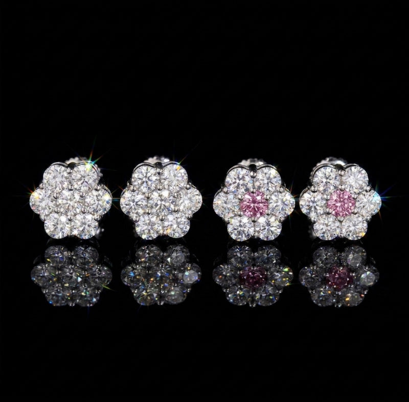 Iceisland™ Honeycomb Pavé Cluster Stud Earrings – Luxury Diamond Look with Multicolor Center