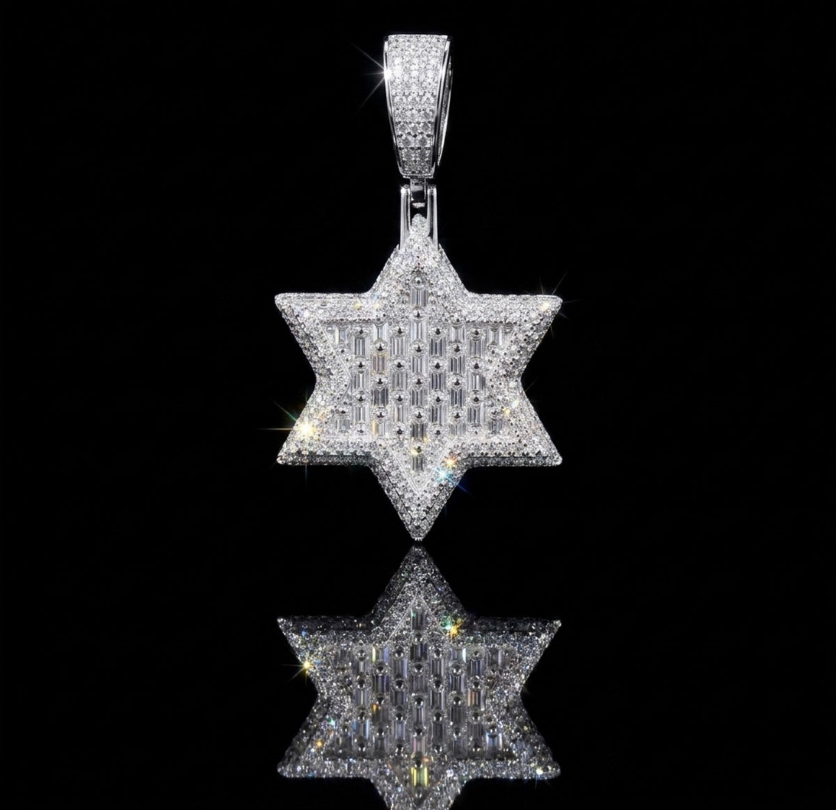 Iceisland™ Star of David Cross VVS Lab Diamond Pendant – 14K Gold