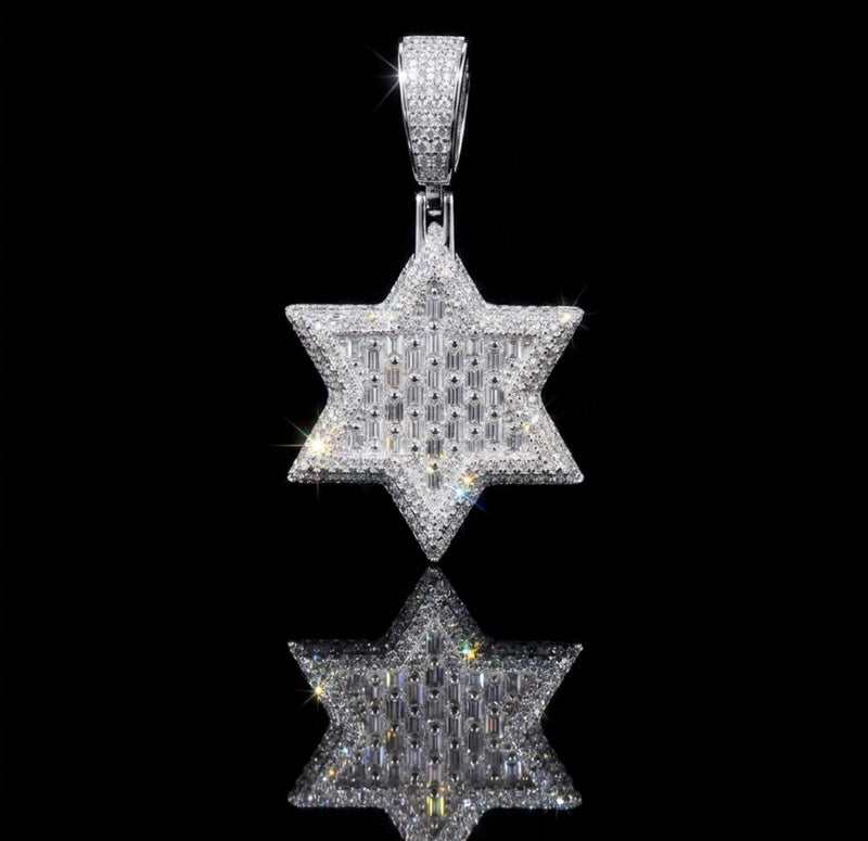 Iceisland™ Star of David Cross VVS Lab Diamond Pendant – 14K Gold